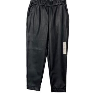 A New Day Black Faux Leather Elastic Waist Pull On Pants New with Tags Size XS